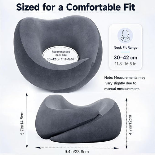 Airplane Travel Pillow, Wrap-Around Neck Support for Long Flights, Gray | Wrap-Around Neck Support Helps Keep Your Head Upright on Long Flights, with Eye Mask and Earplugs - Image 2
