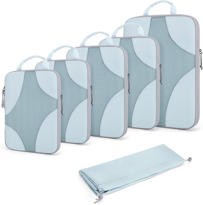 Bagsmart Compression Packing Cubes, Travel Bag Cruise Ship Essentials | Lightweight, Compressible Suitcase Organizer Set fit Standard Carry-On & Checked Luggage, 6 Set, 14 Set Washable Packing Bags by BAGSMART