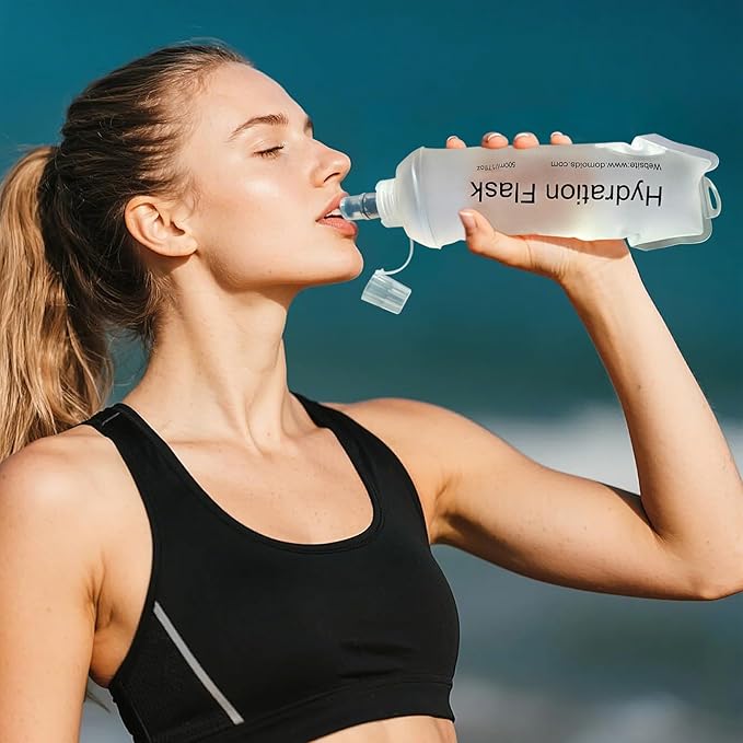 500ml Soft Flask, TPU Collapsible Soft Water Bottle for Hydration Pack, Running Vest, Leak-Proof Folding Water Bottle for Hiking Cycling Climbing Jogging- 1Pcs, Wihte - Image 4