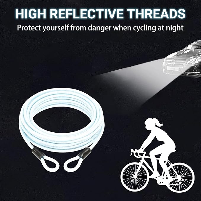 5mm Security Cable Lock with High Reflective Threads, Flexible Steel Safety Cable for Bicycle Motorcycle Luggage, 4FT 7FT 10FT 15FT Double Loop Design (Light Blue, 2pack-4FT) - Image 2