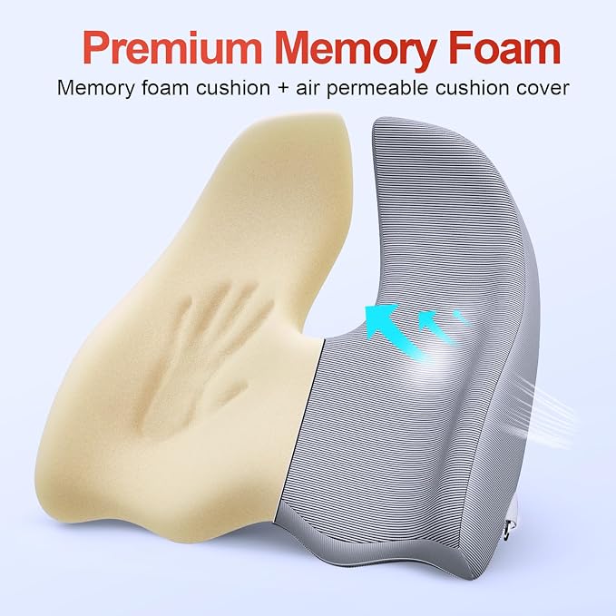 Benazcap X-Large Cooling Memory Foam Seat Cushion, Sciatica Pain Relief | Cool breathable cover, ergonomic cushion for long sitting. Eases sciatica & tailbone pain for office and gaming chairs - Image 4