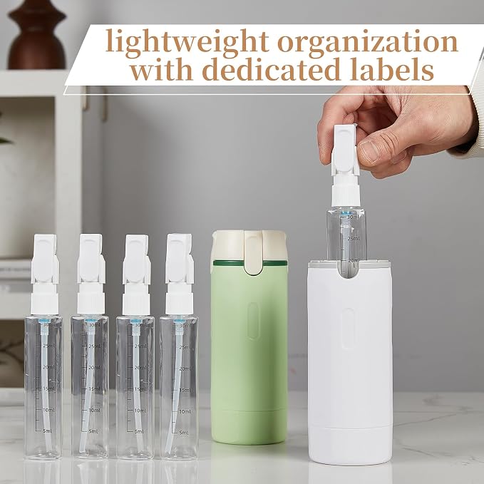 4 in 1 Travel Dispenser Bottle Refillable Leak Proof and Portable for Shampoo, Conditioner, Shower Gel & Toiletries Perfect for Vacation, Camping & Gym. (White) - Image 7