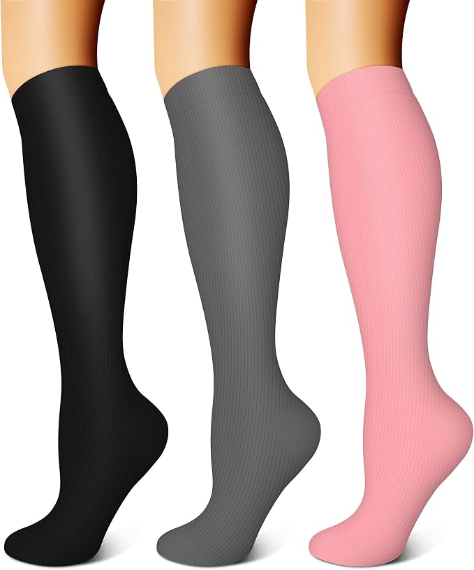 FEYHAY Copper Compression Socks (3 Pairs) 15-20 mmHg Circulation is Best Athletic & Daily for Men & Women, Running, Climbing by FEYHAY