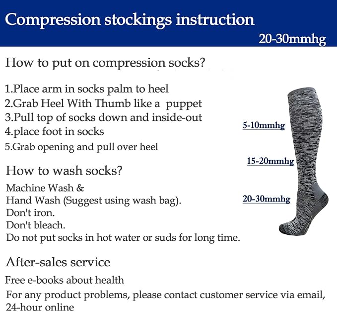 5/6 Pairs Graduated Compression Socks for Women&Men 20-30mmhg Knee High Socks Travel Hiking Running Stocking - Image 5