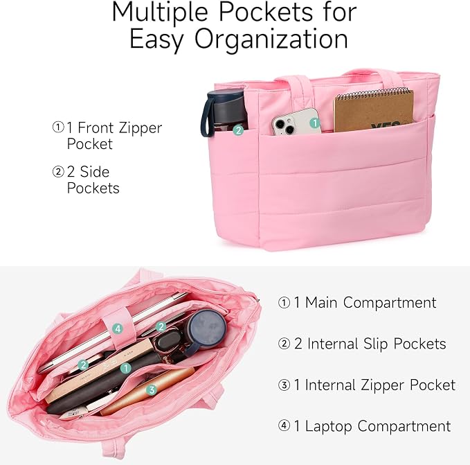 Corduroy Tote Bag for Women Crossbody Bags Lightweight Handbags Shoulder Bag with Zipper Pockets for Work Shopping - Image 2
