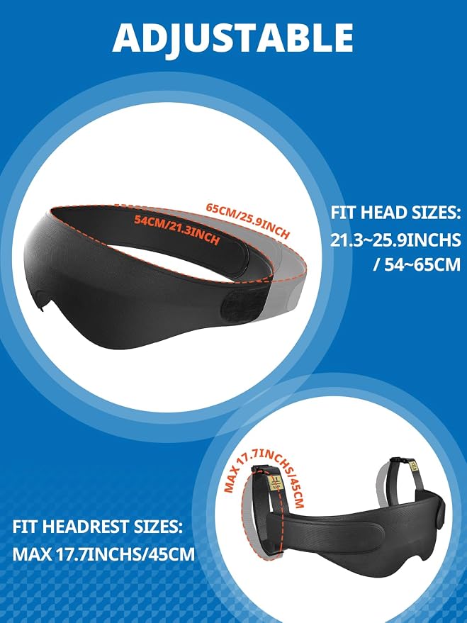 SARISUN Airplane Head Strap - 3D Eye Mask for 360° Stable Support, Compact | Travel Pillow Alternative for Long Flight, Attach to Seat Headrest, Stops Bobblehead, Soft and Portable, Sleep Support, Black - Image 8