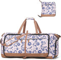 Lekesky Foldable Travel Duffle Bag for Women, Large Duffel Bag with Separate Shoes Compartments & Straps, Carry On Weekend Bag for Women, Hospital, Overnight (Pink Floral Print, 80L) by LEKESKY