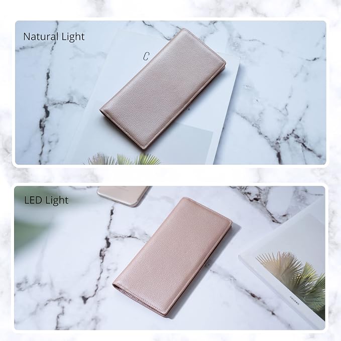 Bveyzi Ultra Slim Thin Leather RFID Blocking Credit Card Holder Bifold Clutch Wallets for Women - Image 4