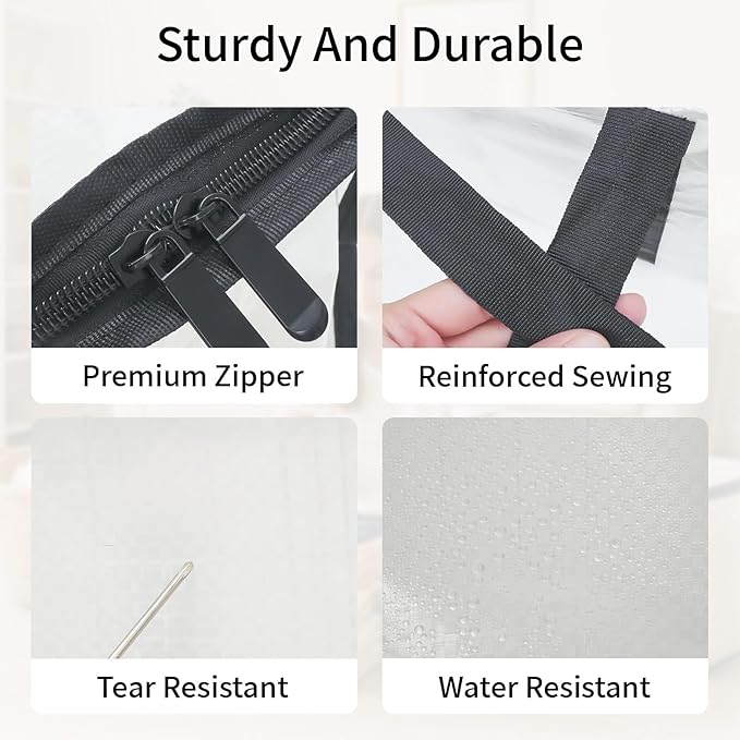 4 Pack-Extra Large Heavy Duty Moving Bags - Waterproof Storage Totes with Handles & Zippers, Foldable for College Dorm, Storage (Clear) - Image 4