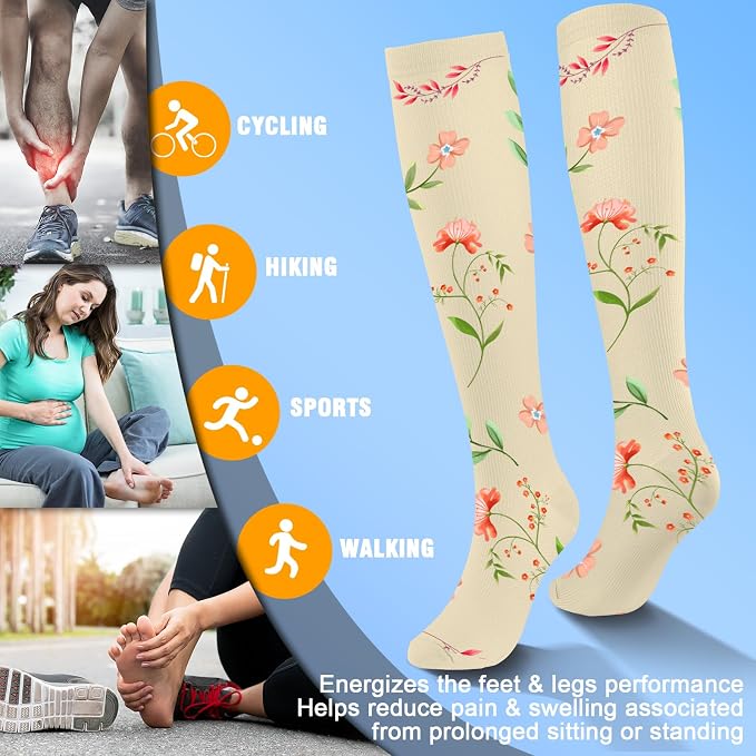 cerpite Compression Socks for Women & Men 6 Pairs Knee High Compression Socks 20-30 mmhg Best for Running,Nurse,Travel - Image 5