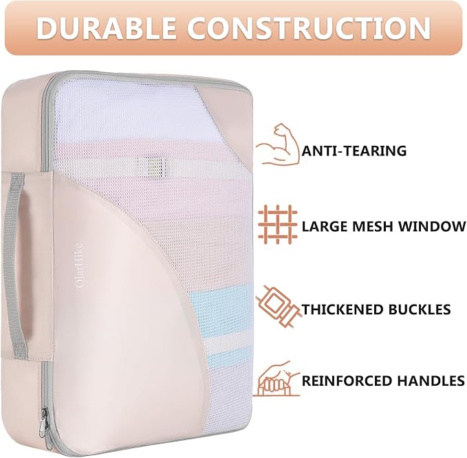 8 Set Packing Cubes for Travel, Gifts for Women Mom,Anti-Tearing Suitcase Organizer for Luggage with Shoe & Hanging Toiletry Bag,OlarHike Vacation Essentials & Accessories for Cruise Ship - Image 4