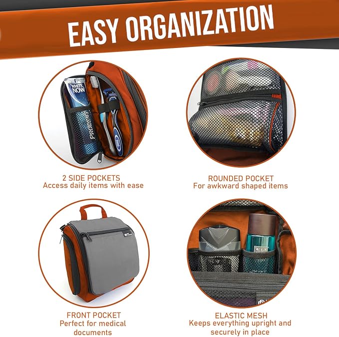 D&D Wanderlust D&D Hanging Travel Toiletry Bag for Men and Women – Cosmetics, Makeup and Toiletries Organizer Kit with 10 Compartments - Image 4
