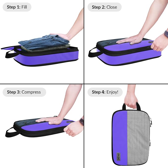 Large Packing Cubes for Travel - 5pc Packing Cubes for Suitcases - Lightweight Luggage Organizer Bags (Compression) - Image 4