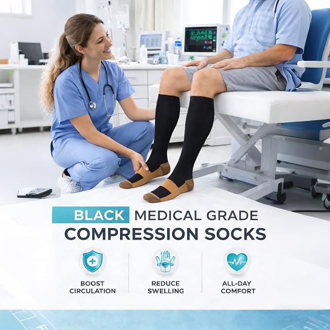 5/6 Pairs Graduated Compression Socks for Women&Men 20-30mmhg Knee High Socks Travel Hiking Running Stocking - Image 4