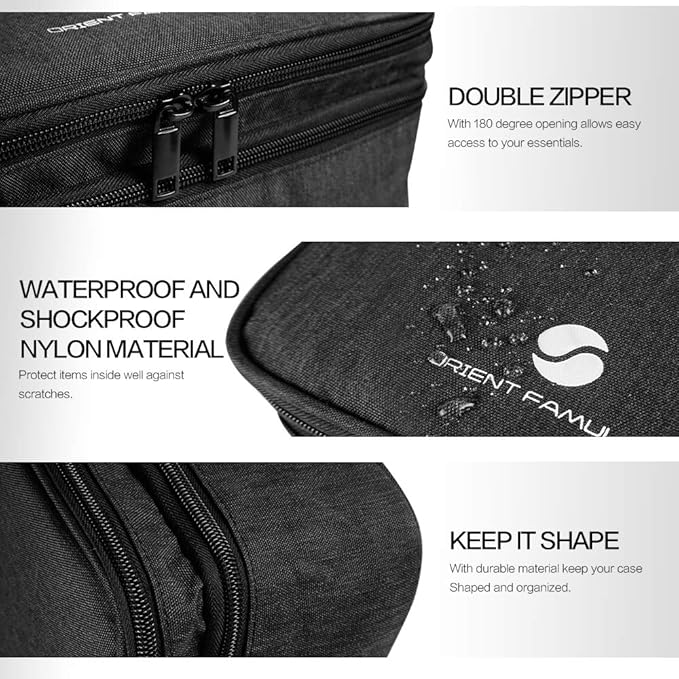 Travel Electronics Organizer, Waterproof Cable Organizer Bag for Electronic Accessories Double Layer Large Shockproof Cable Storage Bag for Cord, Power Bank, Tablet(Up to iPad 11 inch) - Black - Image 2