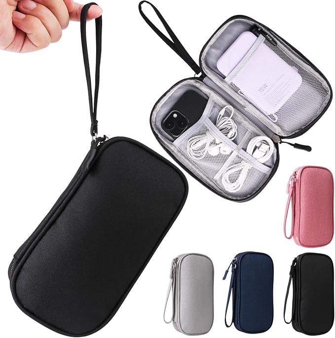 Universal Cable Organizer - Electronics Accessories Bag for Charger, Phone, Memory Cards & Travel Gadgets (Black) by KINMINGZHU