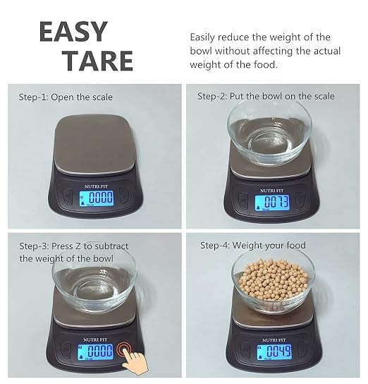 Kitchen Scales Digital Food Scale Cooking in Grams & Ounces Black | Stainless Steel, Max 11lb 1g Increment, Backlit LCD Screen, Baking Food Weight Scale for Sourdough Bread, Include Battery - Image 4