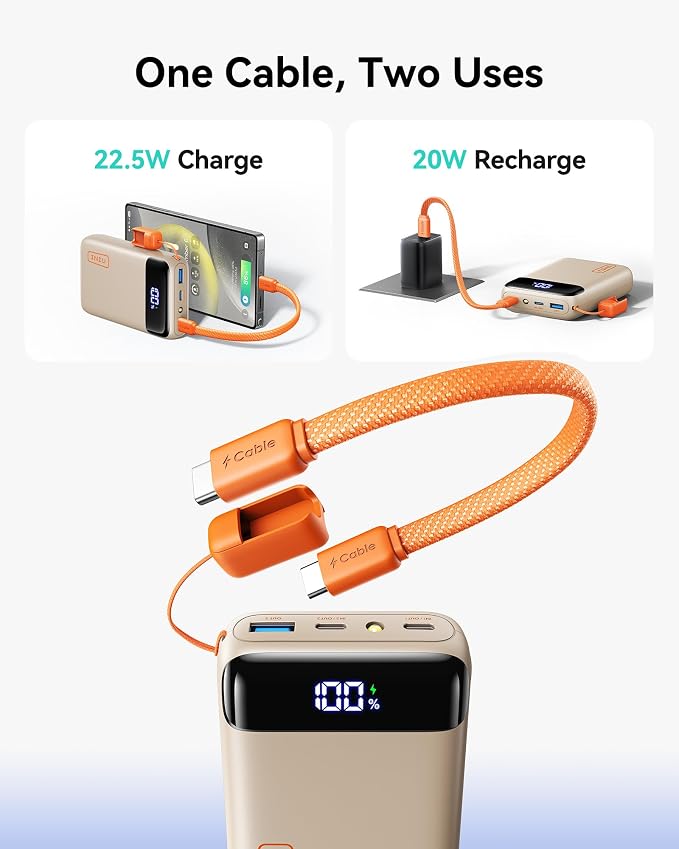 INIU Portable Charger, Smallest 20000mAh 22.5W Fast Charging Power Bank | USB-C Cable, Flight-Safe, Travel Essentials, Flashlight, Battery Pack for iPhone 17 Samsung Xiaomi Google, Mini Size, Beige - Image 6