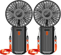 2 Pack Portable Handheld Fan, Mini Hand Held Fan, 6-15H Cooling Small Personal Fan, 180° Foldable Mini Desk Fan with 4 Quiet Speed, Neck Fan w/Lanyard for Kids Women Men Travel Outdoor Office, Black by Enituo