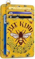 Yonlevres Bee Credit Card Holder Slim RFID Wallet Women Small Travel Cute | Front Pocket, Handy, RFID Blocking, Woman Girls Ladies Gifts, D-ring for Keychain,Thin Mini Card Case, ID Window, PU Leather by Yonlevres