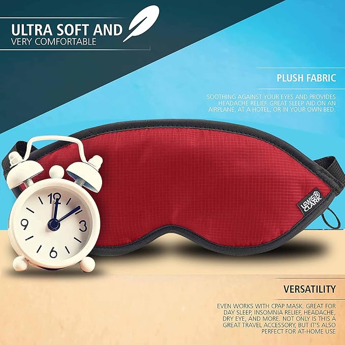 Lewis N. Clark Comfort Sleep Mask | Eye Mask for Travel | Comfortable & Breathable | Light Blocking & Adjustable | Burgundy - Image 5