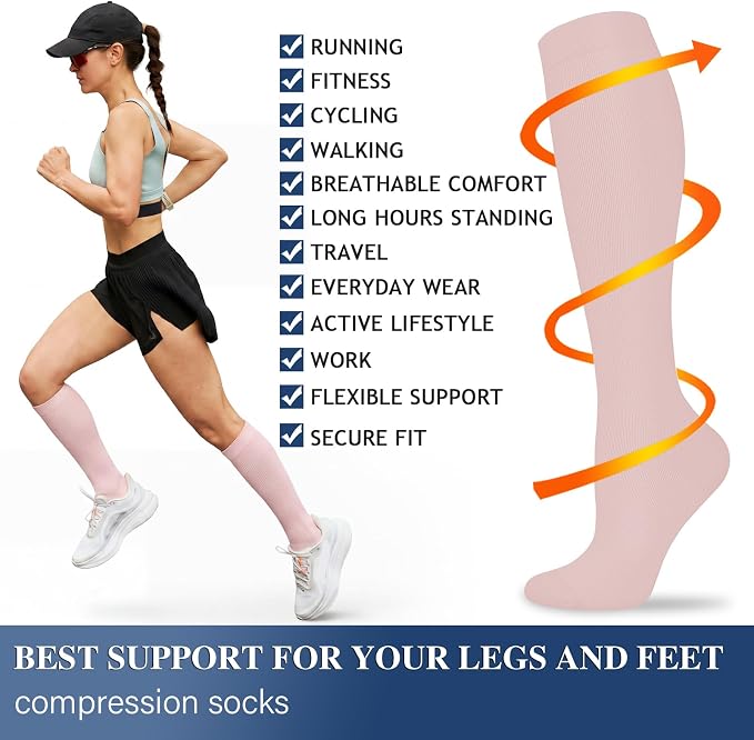 Sooverki Compression Socks for Women and Men Circulation (3/4 Pairs) is Best Support for Running Athletic Cycling Hiking - Image 6