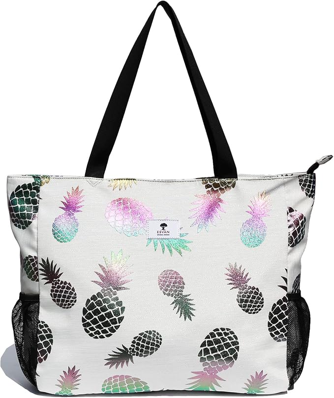 ESVAN LARGE BEACH BAG Water Resistant Lightweight 20 inch Women Oversize Tote Bag for Gym Beach Travel Pool Yoga Nurse - Image 5