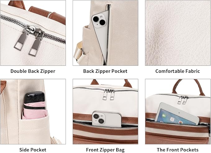 GAEKEAO Backpack Purse for Women PU Leather Anti-theft Backpack Ladies Convertible Large Travel Designer Fashion Shoulder Bag - Image 5