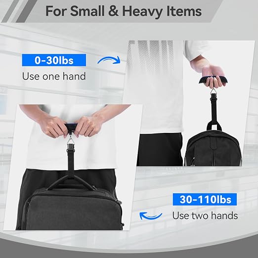 Luggage Scale Dr.meter Travel Essentials Luggage Weight Scale Backlight LCD | 110lb/50kg Electronic Balance Digital Postal Travel Accessories with Rubber Paint Handle Temperature Sensor Blue - Image 4