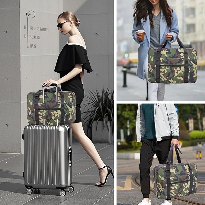 Duffle Bag for Travel Foldable Personal Item Travel Bag, 23L, Green Camo | Carry On Duffel Bag Women Men Frontier Airlines Personal Item Bag Hospital Weekend Overnight Trips - Image 5