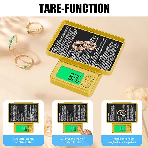 1000g Gram Scale, Diyife 0.01g Precision Pocket Scale with Backlit LCD | 7 Units, Protective Cover, Tare Function, Digital Jewelry Scale for Gold, Gem, Battery Included, Gold - Image 5
