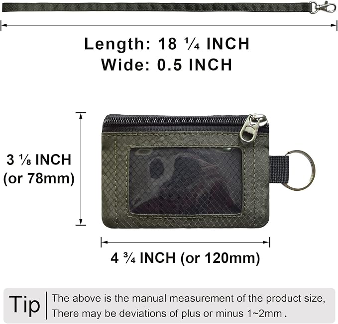 CHENSPRX Minimalist RFID Blocking Small Wallet with ID Window,WaterResistant Zip Id Case Wallet with Lanyard Keychain for Cards,Cash,Travel,Women,Men - Image 5