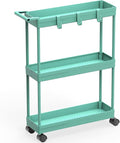 Simple Houseware 3-Tier Slim Rolling Cart w/Handle 5.5" Wx27.5 H, Turquoise | Storage Cart for Narrow Space (5.5-Inch Wide) Kitchen, Bathroom, Laundry Room by SimpleHouseware