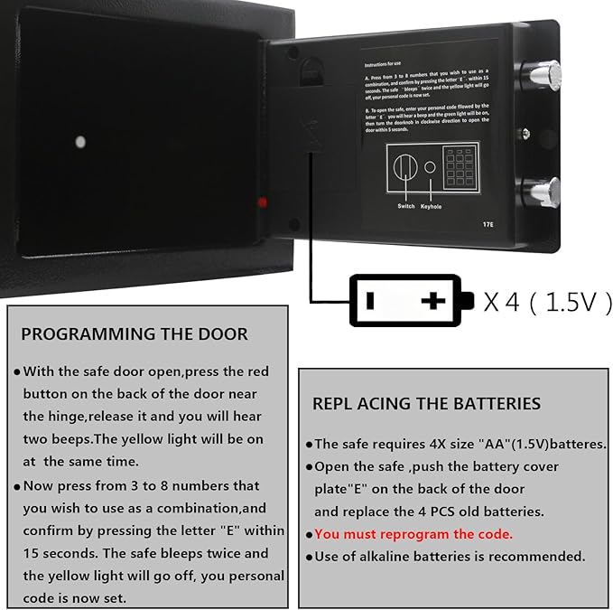 Yuanshikj Small Steel Security Safe Box with Keypad,Key;0.23 CuFt, Black | Electronic Digital Secure,9.1" W x 6.7" D x 6.7" H,Hidden for Home Dorm Apartment Hotel Office Cash Jewelry Storage - Image 5