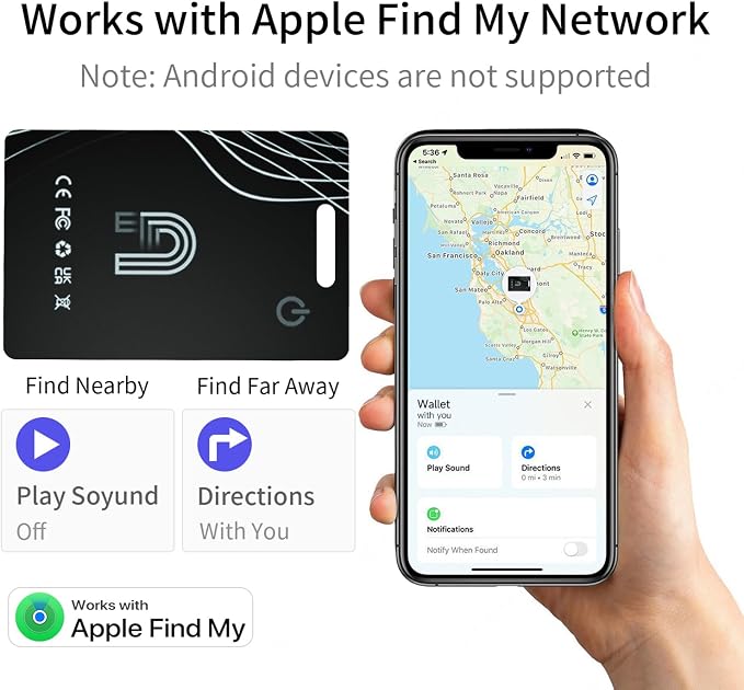 Ultra-Thin Wallet Tracker Card Works with Apple Find My, Rechargeable Slim Tracking Card, Bluetooth Tracker for Wallets, Key Finder & Item Locator for Luggage, Passports - MFi Certified iOS Only - Image 7