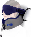 Travel Neck Pillow for Airplane,Memory Foam,3D Eye Mask | 360 Ergonomic Pillow Head Neck Chin Sleep Support Essentials for Traveling/Long-haul Light/Car/Train/Office/Home Grey by AirNeckFree