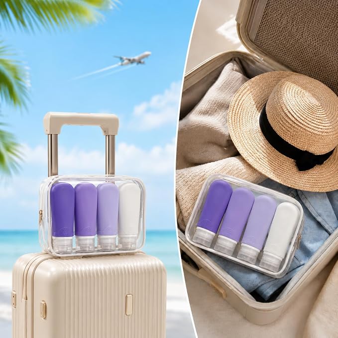 INSFIT Travel Bottles for Toiletries, TSA Approved 3oz Travel Size Containers, BPA Free Leak Proof Squeezable Silicone Tubes for Shampoo Conditioner Lotion Body Wash with Labels - Image 6