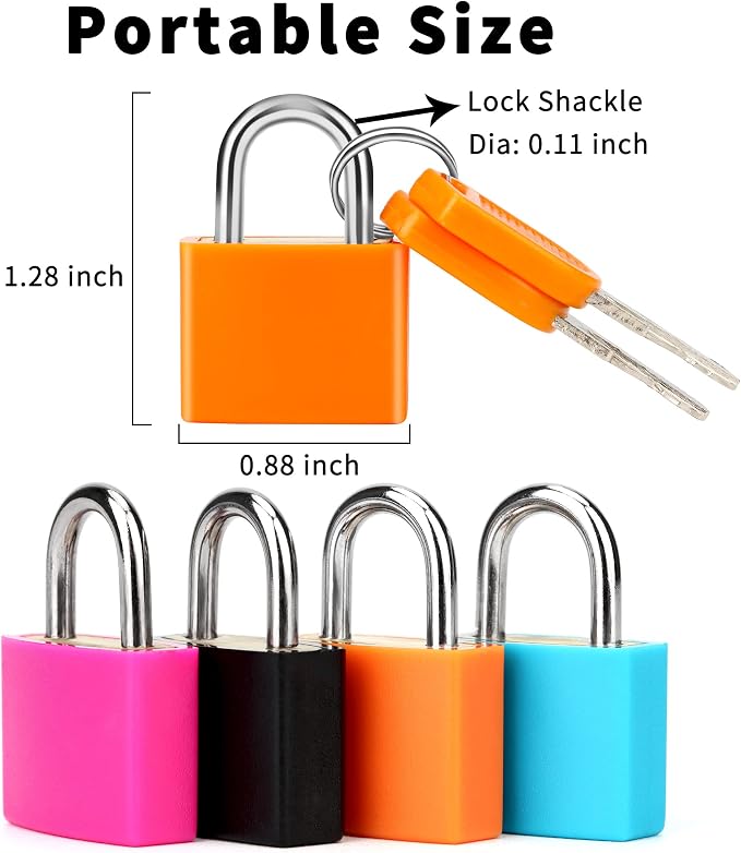 4 Pcs Suitcase Locks with Keys Multicolor Mini Keyed Padlock Febwind Metal Padlock Luggage Padlocks Plastic-Covered Copper Keyed Padlock for Suitcase, Backpack, Boxes, Laptop Bag - Image 2
