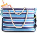 Genteen Beach Bag for Women, Large Waterproof Sandproof Beach Tote with Zipper Pocket, Solid for Travel Pool by Genteen