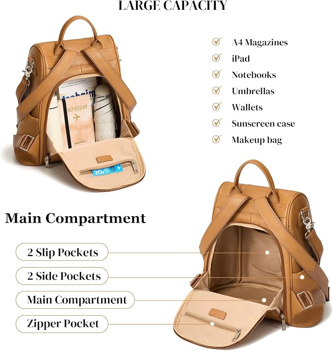 Genuine Leather Backpack Purse for Women Anti-theft Fashion Backpack Bags - Image 2