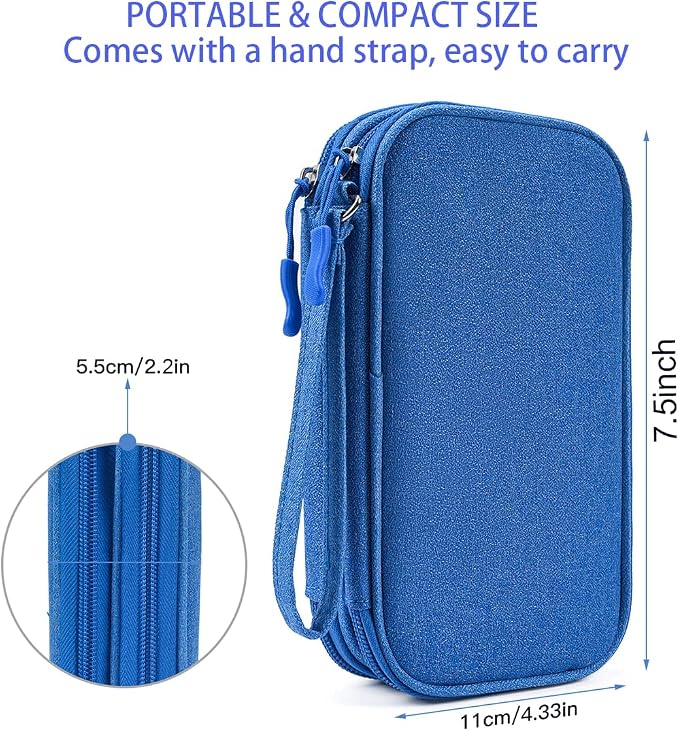 CAAORDKSO Cord Organizer Travel Cable Organizer Bag Tech Electronic Organizer Travel Case, Electronic Accessories Pouch Bag for Cable, USB, Cord, Charger, Phone, Power Bank, Earphone (Blue, Medium) - Image 2