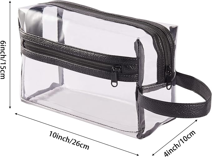Heavy Duty Clear Travel Toiletry Makeup Bags Transparent Shaving Bag Water Resistant Cosmetic Bag Organizer Pouch with Zipper and Handle - Image 2