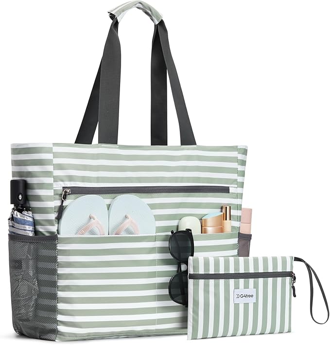 G4Free Beach Bag, Waterproof Sandproof Beach Tote Bag, Large Capacity Foldable for Women by G4Free