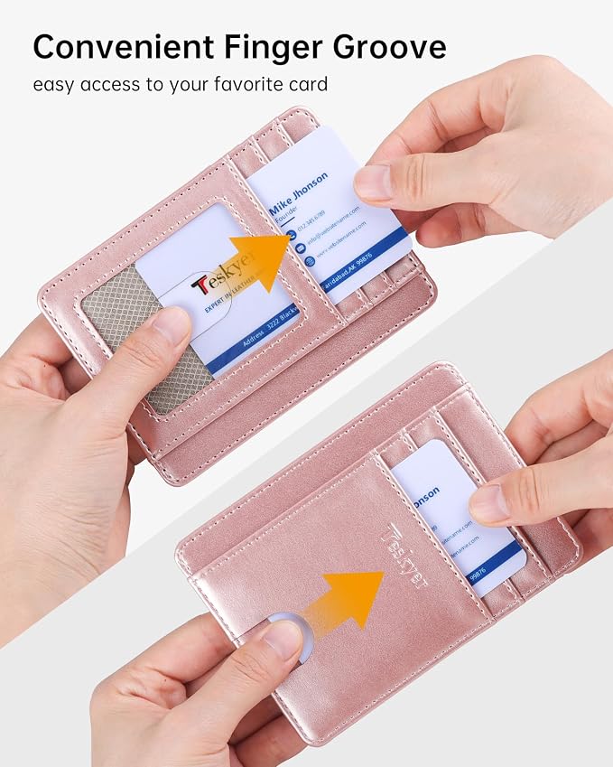 Teskyer Slim Minimalist Wallet for Men, RFID Front Pocket Card Holder | Ultra Slim Front Pocket Design, 8 Card Slots, RFID Protection, Smooth Faux Leather for Everyday Carry - Image 5
