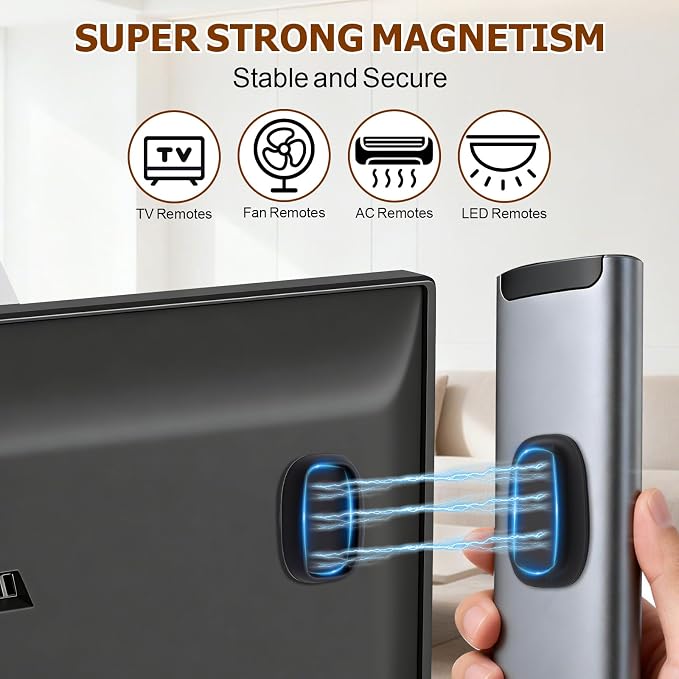 Ninsula 4 Pack Magnetic Remote Control Holder Wall Mount, No Drill Self-Adhesive Organizer TV Remote Holder, Black Organizer Storage Wall Holder for Tv, Fan, Air Conditioner, Bed - Image 4