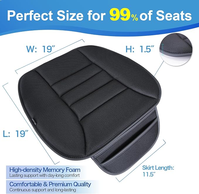 Lofty Aim Car Seat Cushion for Driving, Memory Foam Driver Seat Cushion | Car Seat Cushion for Long Driving, Automotive Seat Cushion for Pain Relief, Car Seat Pillow Fits Vehicles, Office, 4D Black - Image 6