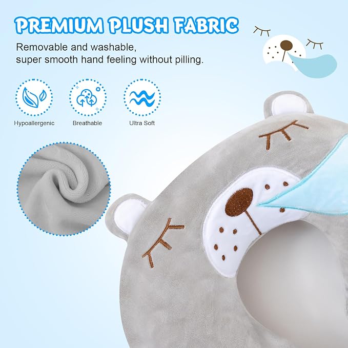 Cirorld Travel Pillow for Kids Adult Cute Neck Pillow for Traveling Memory Foam Airplane Pillow Sleep Mask Animal Flight Pillow Head Rest Neck Support for Cars Long Flights (Bear, 9-12 Y/O) - Image 3