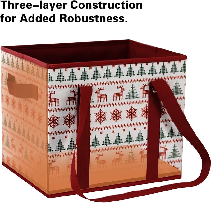 Reusable Grocery Bags 3 Pack - Heavy Duty Reusable Shopping Bags with Hard Bottom & Long Handles, Stand Up Grocery Boxes Reusable Foldable, 13x10.23x11in, Reindeers - Image 5
