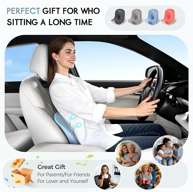 Car Seat Cushion and Lumbar Support Pillow, Larger Memory Foam Seat Cushion, Ergonomic L-Shaped Design Cushion for Back Pain Relief, Non-Slip Driving Cushion for Car, Office, Truck, Gifts for Mom-Blue - Image 7
