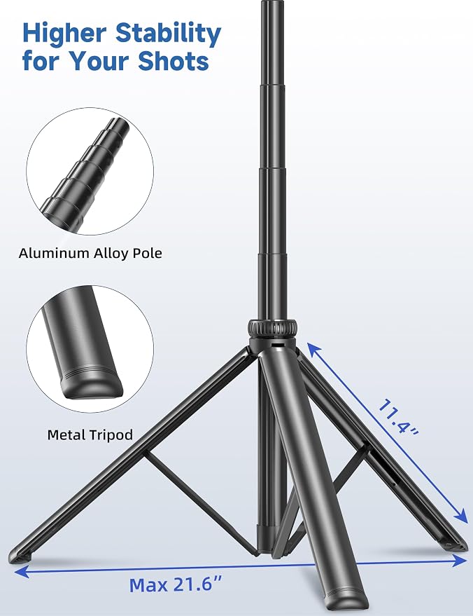 75" Phone Tripod, Selfie Stick with Remote and Phone Holder, Extendable Tripod for iPhone, Aluminum Cellphone TripodStand 360° Rotation Travel Tripods Compatible with iPhone Android, GoPro - Image 2